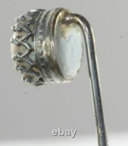 Victorian Antique Sterling Silver Saphiret Glass Stickpin