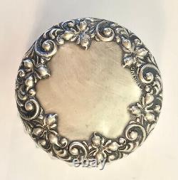Victorian Cut Glass Jar w Sterling Silver Repousse Lid Engraveable