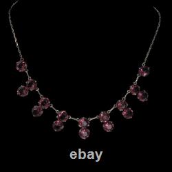 Victorian Georgian Amethyst Glass Paste Sterling Silver OOAK Handmade Necklace