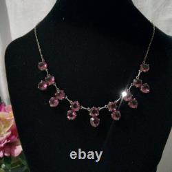 Victorian Georgian Amethyst Glass Paste Sterling Silver OOAK Handmade Necklace