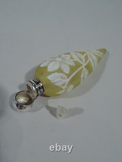 Victorian Perfume Antique Vial English Sterling Silver & Cameo Art Glass