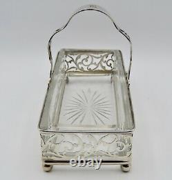 Victorian Sterling Reticulated Handled Glass Lined Basket George A Henckel & Co