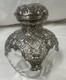Victorian Sterling Silver (. 925) Overlay Repousse Rococo Glass Perfume Bottle Vg
