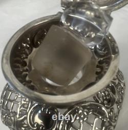 Victorian Sterling Silver (. 925) Overlay Repousse Rococo Glass Perfume Bottle VG