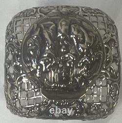 Victorian Sterling Silver (. 925) Overlay Repousse Rococo Glass Perfume Bottle VG