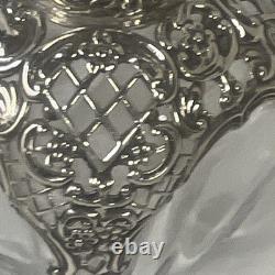 Victorian Sterling Silver (. 925) Overlay Repousse Rococo Glass Perfume Bottle VG