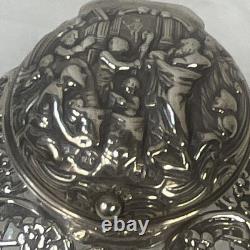 Victorian Sterling Silver (. 925) Overlay Repousse Rococo Glass Perfume Bottle VG