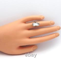 Victorian Sterling Silver Paste Stone Old Emerald Cut Engagement Pinky Ring