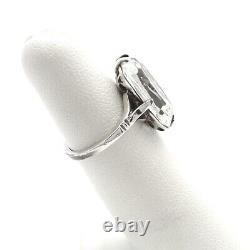 Victorian Sterling Silver Paste Stone Old Emerald Cut Engagement Pinky Ring