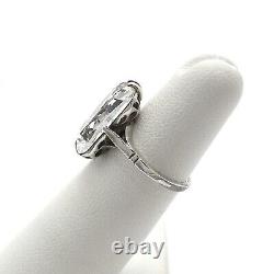 Victorian Sterling Silver Paste Stone Old Emerald Cut Engagement Pinky Ring