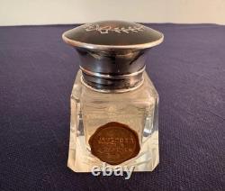 Victorian Sterling Silver Top Cut Glass Bottle 2.5 Tall