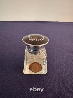 Victorian Sterling Silver Top Cut Glass Bottle 2.5 Tall