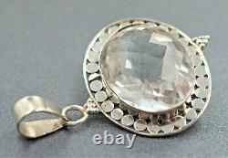 Victorian Style 925 Sterling Silver Womens Statement Pendant Clear Glass