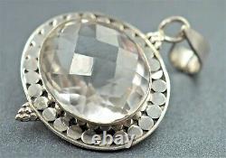 Victorian Style 925 Sterling Silver Womens Statement Pendant Clear Glass