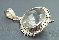 Victorian Style 925 Sterling Silver Womens Statement Pendant Clear Glass