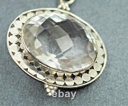 Victorian Style 925 Sterling Silver Womens Statement Pendant Clear Glass