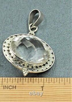 Victorian Style 925 Sterling Silver Womens Statement Pendant Clear Glass