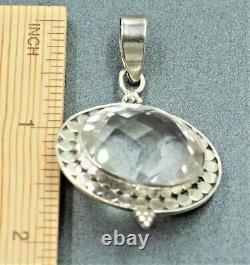 Victorian Style 925 Sterling Silver Womens Statement Pendant Clear Glass