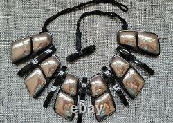 Vigneri Signed Sterling Silver Plexi Glass Vintage Necklace