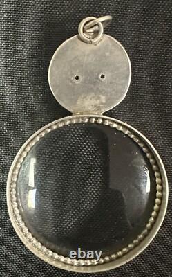 Vincent Simone Sterling Silver Pendant Magnifying Glass Cat Head Inset Eyes