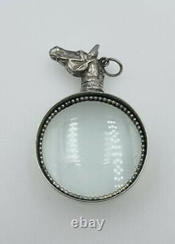 Vincent Simone Vintage Sterling Silver Figural Horse Magnifying Glass Pendant