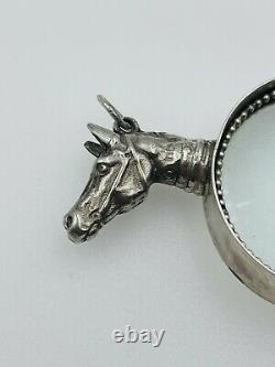 Vincent Simone Vintage Sterling Silver Figural Horse Magnifying Glass Pendant
