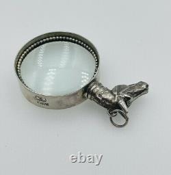 Vincent Simone Vintage Sterling Silver Figural Horse Magnifying Glass Pendant