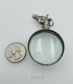Vincent Simone Vintage Sterling Silver Figural Horse Magnifying Glass Pendant