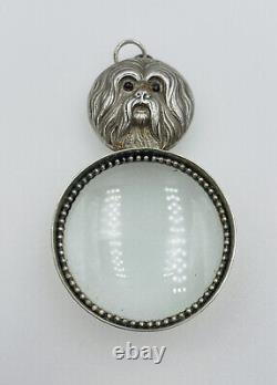 Vincent Simone Vintage Sterling Silver Maltese Dog Magnifying Glass Pendant