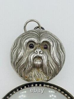 Vincent Simone Vintage Sterling Silver Maltese Dog Magnifying Glass Pendant