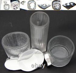 Vint. French Sterling Silver & Cut Glass 6pc Vanity Set, Jars & Perfume Bottles