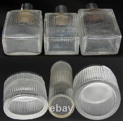 Vint. French Sterling Silver & Cut Glass 6pc Vanity Set, Jars & Perfume Bottles