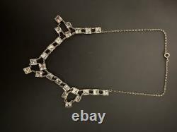 Vintage 15 Sterling Silver Art Deco Paste Glass Rivière Necklace