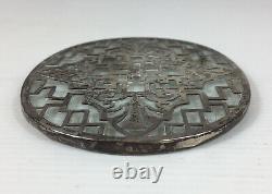 Vintage 1930 Adie Brothers Ltd Sterling Silver Mounted Glass Coaster 13.2cm Long