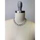 Vintage 1930 Square Cut Clear Glass Sterling Silver Necklace Spring Ring Closure