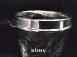 Vintage 1930's Crystal & Etched Glass Sterling Silver Cocktail Shaker Nice
