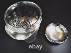 Vintage 1930's Crystal & Etched Glass Sterling Silver Cocktail Shaker Nice