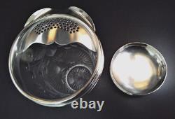 Vintage 1930's Crystal & Etched Glass Sterling Silver Cocktail Shaker Nice