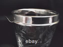 Vintage 1930's Crystal & Etched Glass Sterling Silver Cocktail Shaker Nice