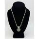 Vintage 1930s-1940s Sterling Silver Art Deco Enamel Glass Pendant Necklace
