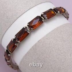 Vintage 1930s Art Deco Glass Paste Leach & Miller Sterling Silver Line Bracelet