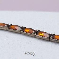 Vintage 1930s Art Deco Glass Paste Leach & Miller Sterling Silver Line Bracelet