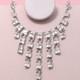 Vintage 1930s Art Deco Open Back Glass Crystal Sterling Silver Necklace