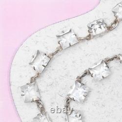 Vintage 1930s Art Deco Open Back Glass Crystal Sterling Silver Necklace