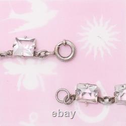 Vintage 1930s Art Deco Open Back Glass Crystal Sterling Silver Necklace