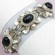 Vintage 1940s Early Mexican Sterling Silver Onyx Glass 49gr Bracelet