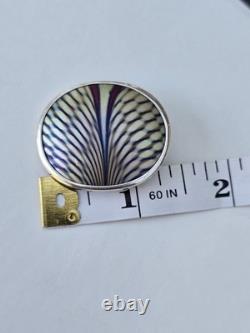Vintage 1977 Orient & Flume Sterling Silver Pendant Signed Art Glass Design