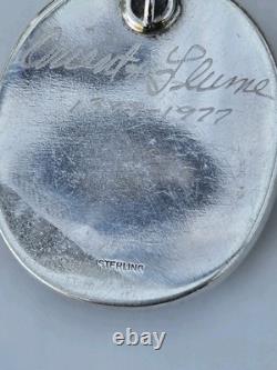 Vintage 1977 Orient & Flume Sterling Silver Pendant Signed Art Glass Design