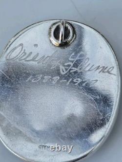 Vintage 1977 Orient & Flume Sterling Silver Pendant Signed Art Glass Design