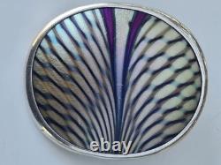 Vintage 1977 Orient & Flume Sterling Silver Pendant Signed Art Glass Design